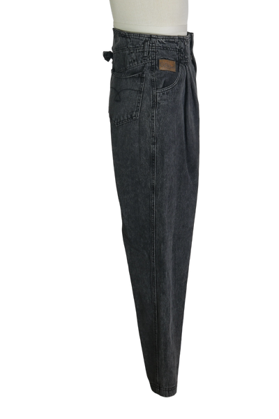 80s Bugle Boy Black Pleat Jeans     w28