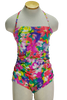 80s Wonderbra Neon Floral Swimsuit          M