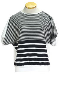 90s Blue Skies Blk/Wht Striped Top         L