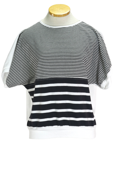 90s Blue Skies Blk/Wht Striped Top         L