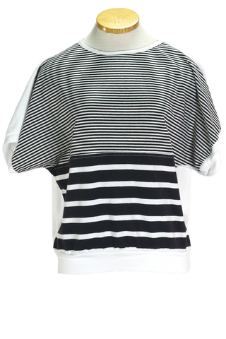 90s Blue Skies Blk/Wht Striped Top         L