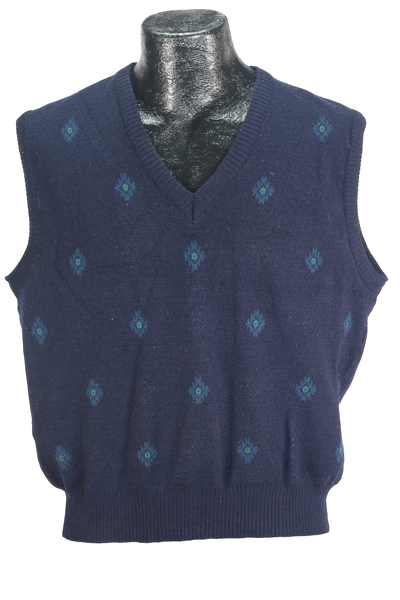 80s Florence Navy SW Pop Sweater Vest     L