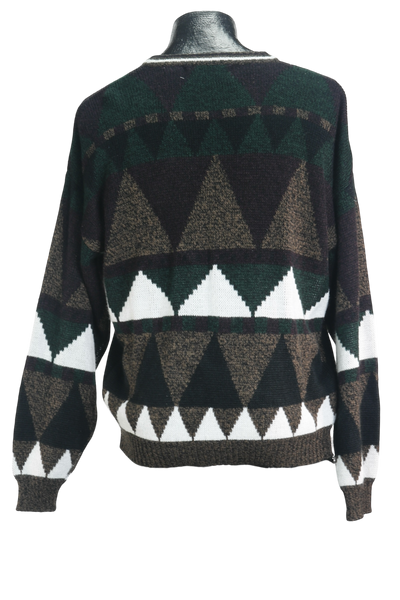 80s Grn/Maroon Triangle Sweater      L