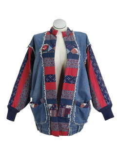 80s Upcycled Denim Patchwork Jacket        XL