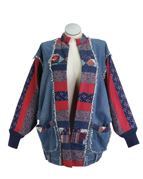 80s Upcycled Denim Patchwork Jacket        XL