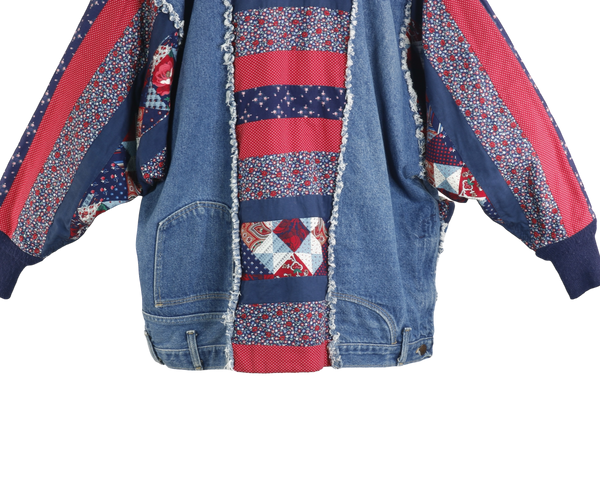 80s Upcycled Denim Patchwork Jacket        XL