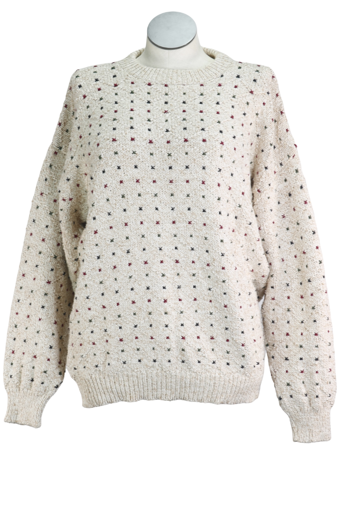 80s Sears Red/Grn Xs on Ivory Sweater    L