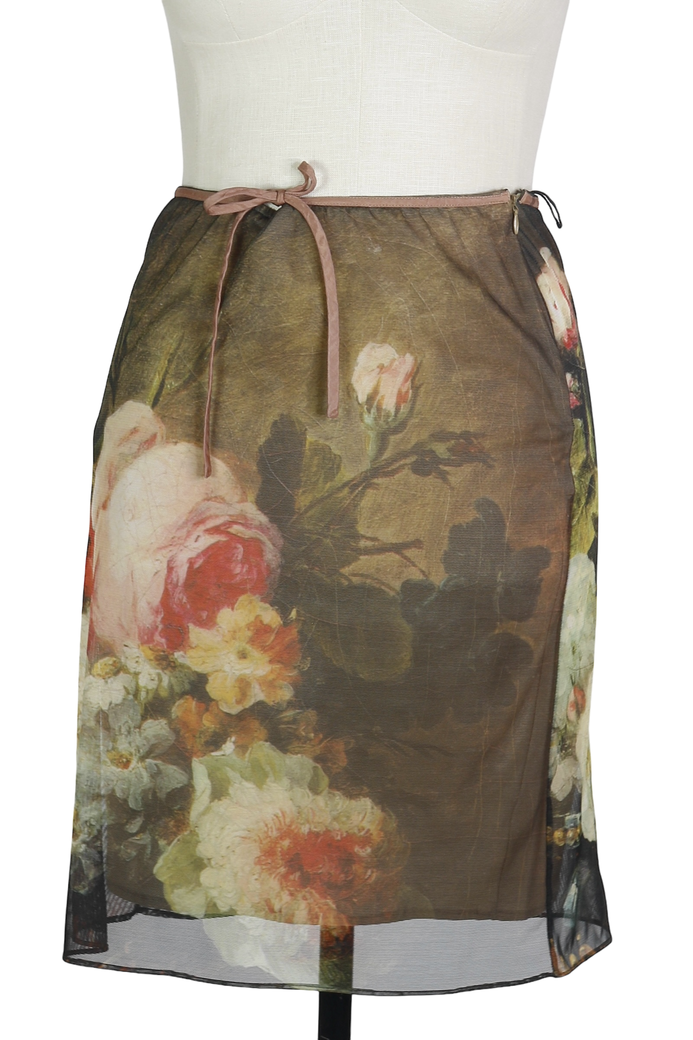 Y2K Linda Segal Rose Painting Skirt     w30