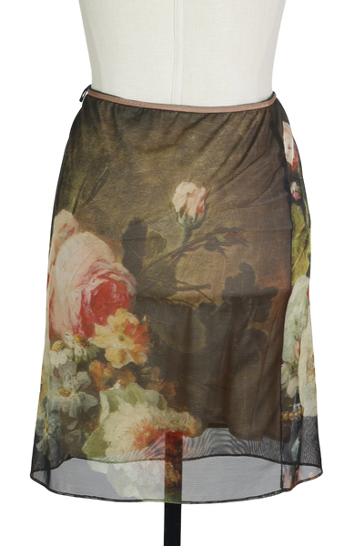 Y2K Linda Segal Rose Painting Skirt     w30