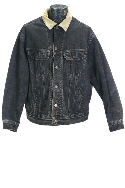 80s Lee Blk Denim & Cord Collar Jacket              L