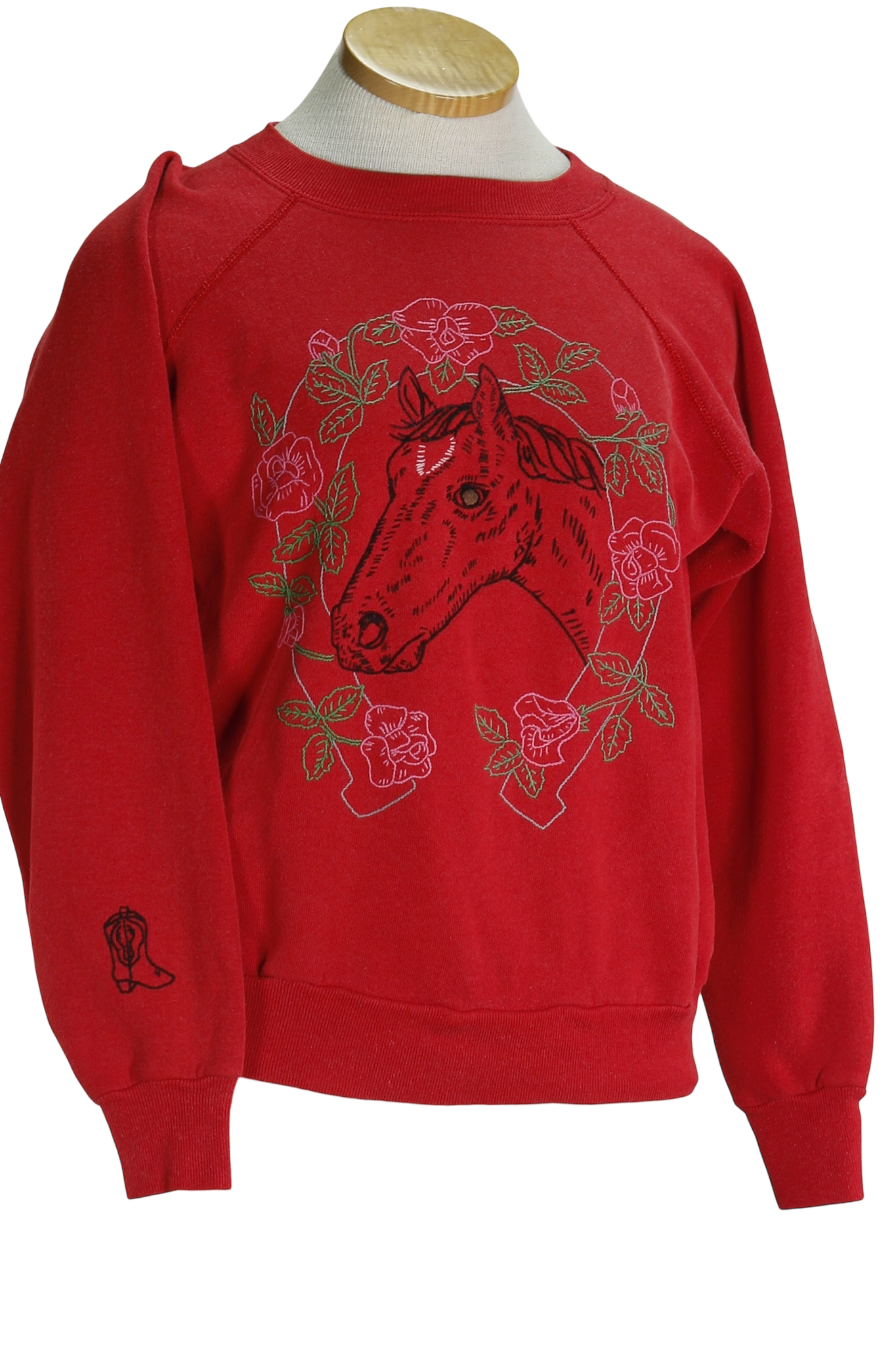 80s Red Embroidered Horse Sweatshirt        S