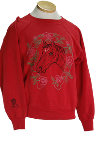 80s Red Embroidered Horse Sweatshirt        S