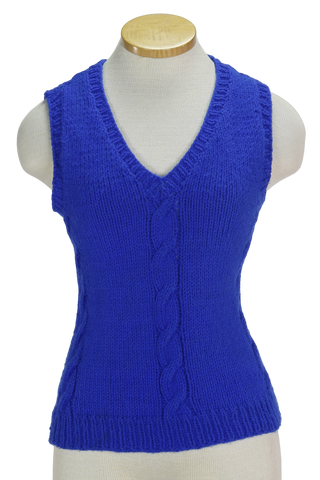 90s Hand Knit Blue Sweater Vest         S