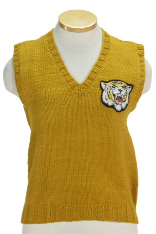 80s Hand Knit Yellow Mizzou Sweater Vest        M