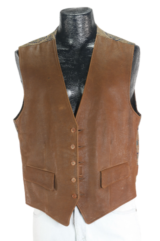 1996 JPeterman Leather & Paisley Vest     M