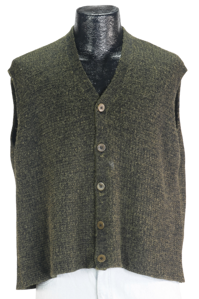 90s Inis Meain Olive/Gray Sweater Vest           M