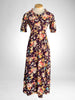 70s Purple Floral Maxi Dress     S/M