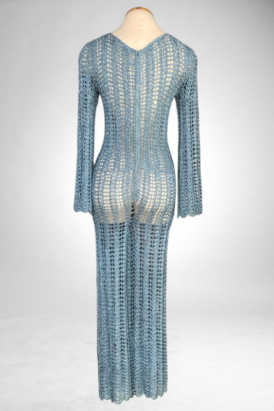 60s Blue Crochet Bodysuit      S/M