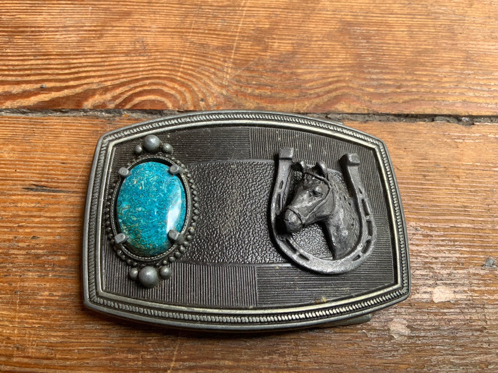 80s Turquoise & Horse Portrait Buckle