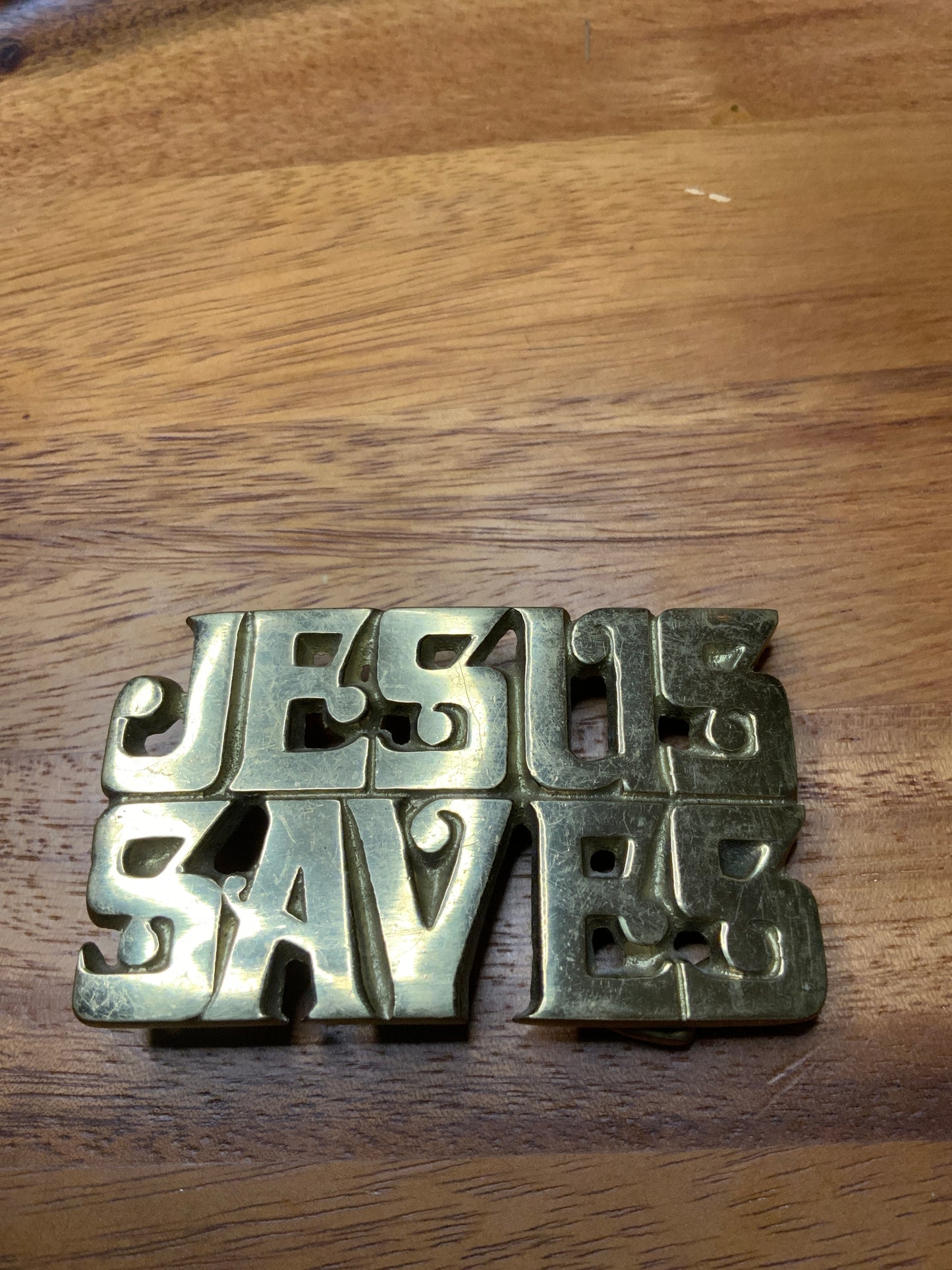 70s Jesus Saves Belt Buckle