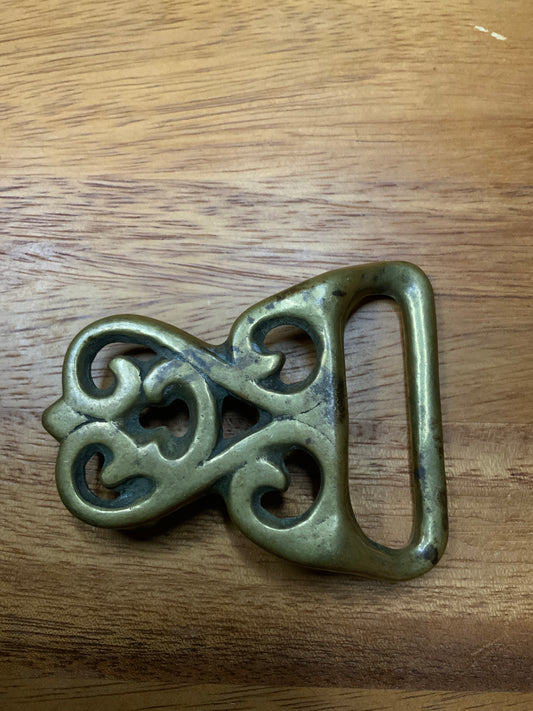 70s Brass Scroll Sandcast Buckle