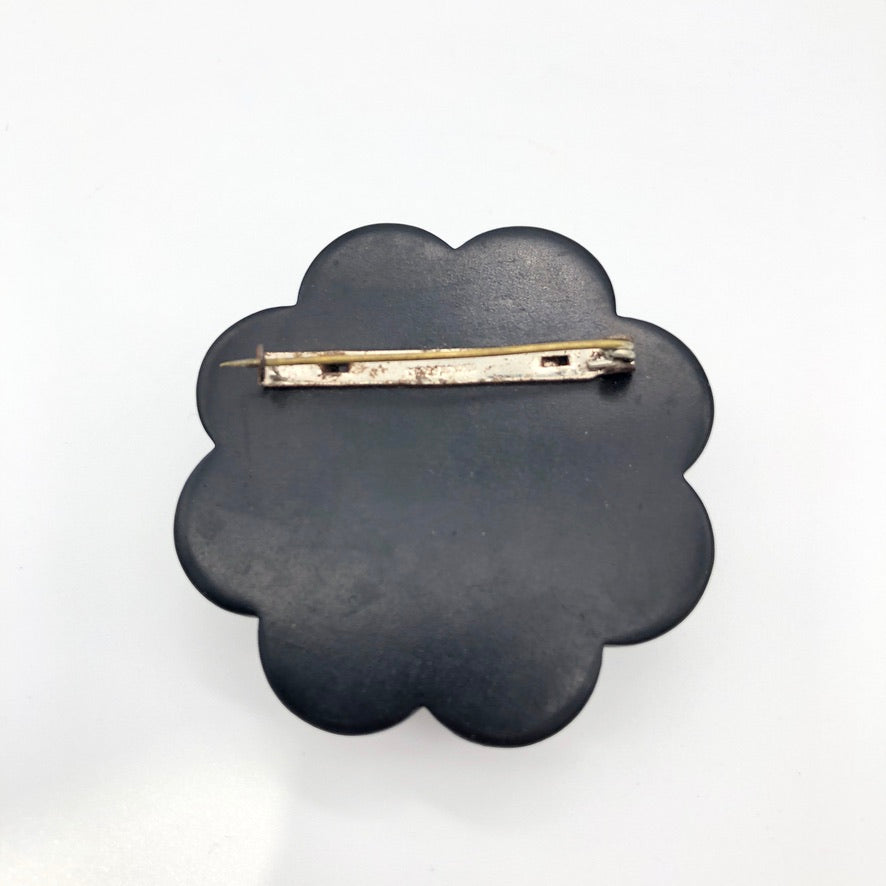 30s Czech Celluloid 3D Large Flower Brooch