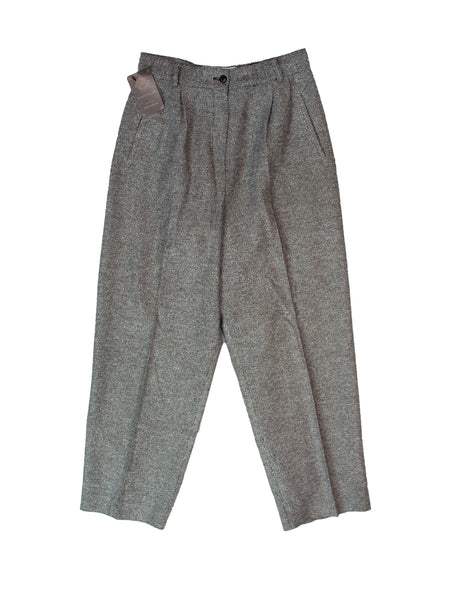 90s Gray Woolen Twill Pleat Trousers    W28