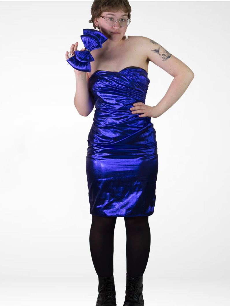 80s Metallic Blue Gunne Sax Formal      w28
