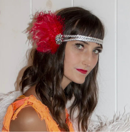 Flapper HBD Red Ostrich on Double Silver