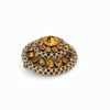 60s Amber Rhinestone on Filagree Domed Brooch