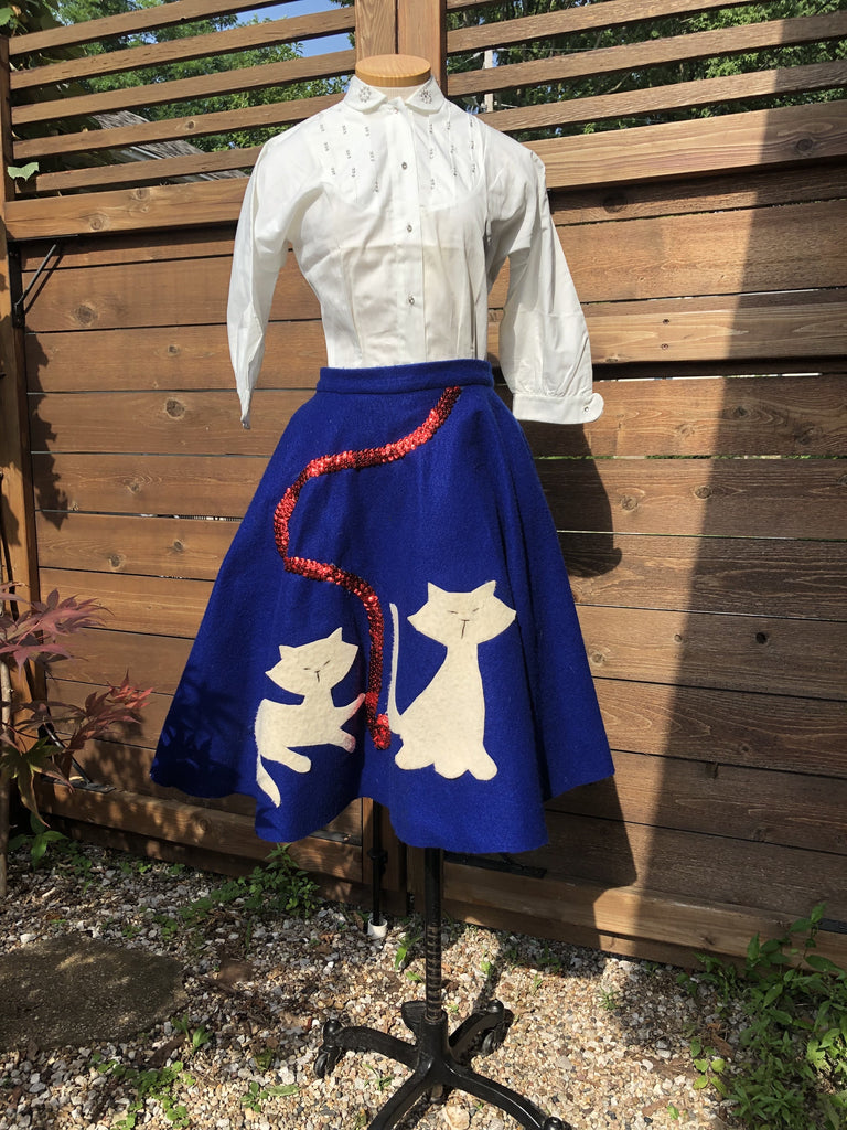 Blue Kitties Swing Skirt     W30”