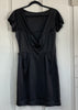 50s Black Satin Cap Sleeve Dress               M   w(28)