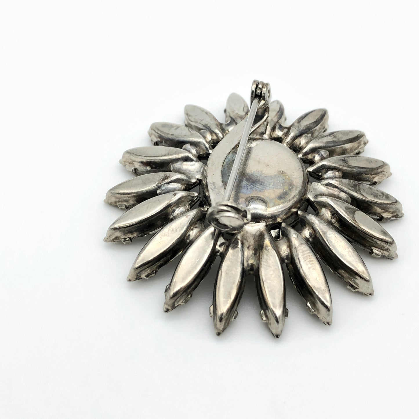 60s Smoky Rhinestone Daisy Brooch