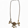 1900s Art Nouveau Gilt Brass Marcasite Mother of Pearl Necklace