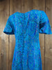 60s Teal Psychedelic Maxi Dress       M