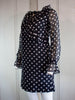70s Beeline Navy Dot Ruffle Mini Dress         M