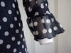 70s Beeline Navy Dot Ruffle Mini Dress         M