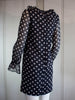 70s Beeline Navy Dot Ruffle Mini Dress         M